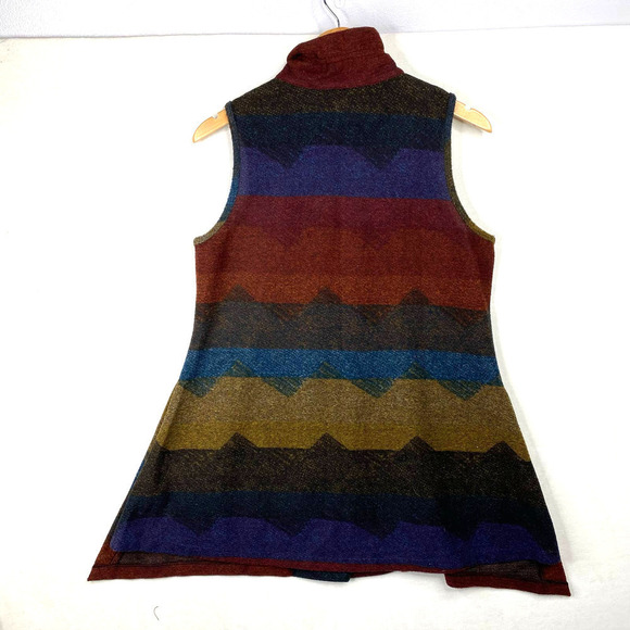 Terra SJ Apparel Striped Mock Neck Lightweight Multicolored Knit Button Tunic-S - Picture 4 of 4